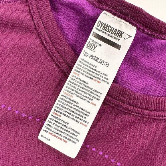 Gymshark purple sweat seamless cinch waist crop top long sleeve shirt S - Picture 6 of 10